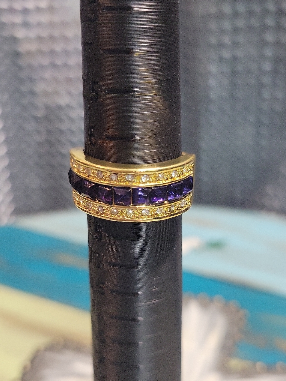 Ring with Purple Channel-Set Stones-new